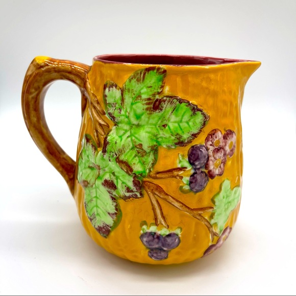 Vintage Shorter & Son Ltd Staffordshire Pottery Majolica Glaze Pitcher Grapes